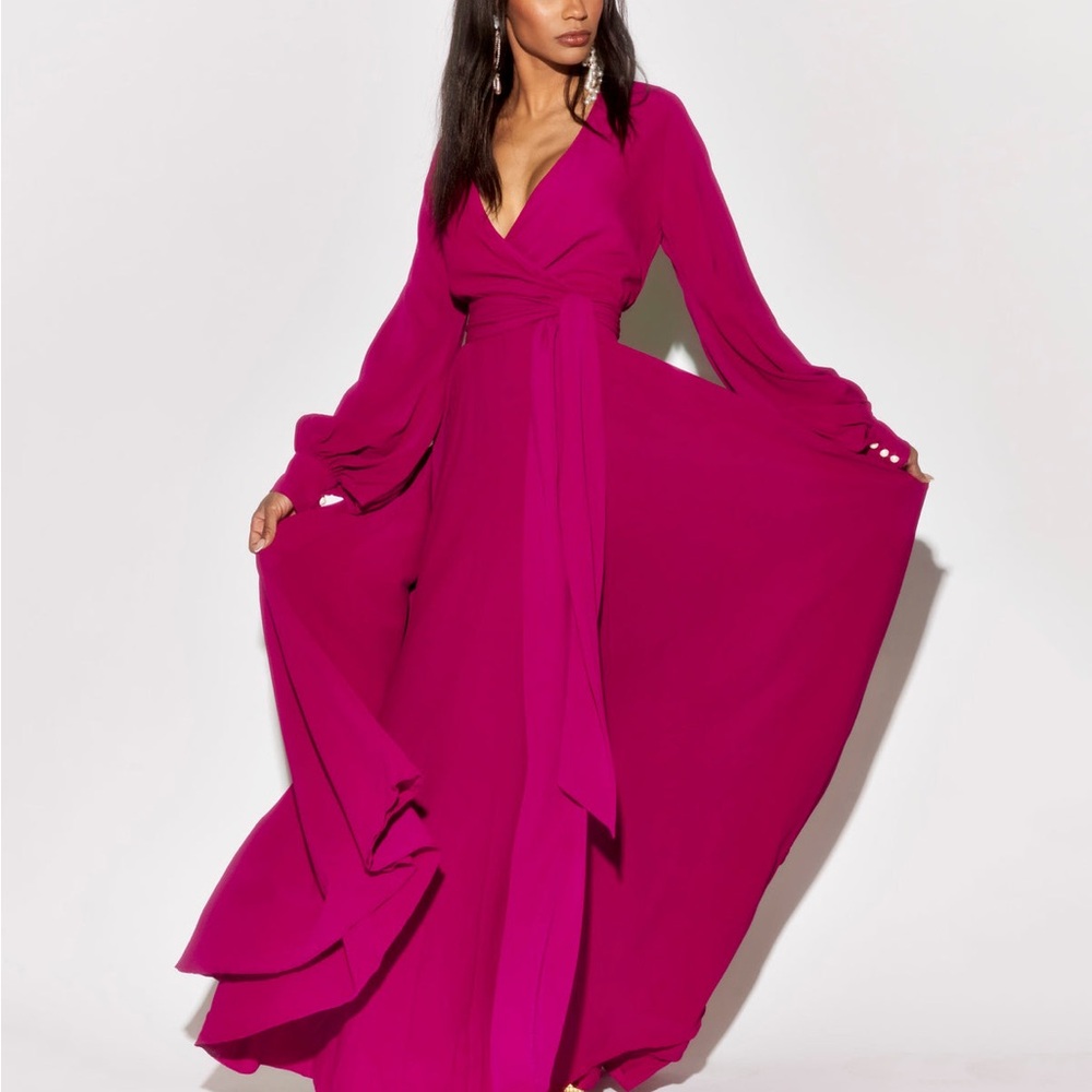 Meghan LA Cranberry LilyPad Maxi Dress - The Perfect Wedding Guest Dress!